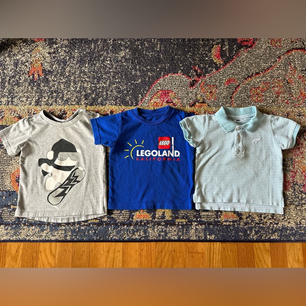 Lot t-shirts collared shirt Legoland, snowboard Wonder Nation Monica & Andy 2T